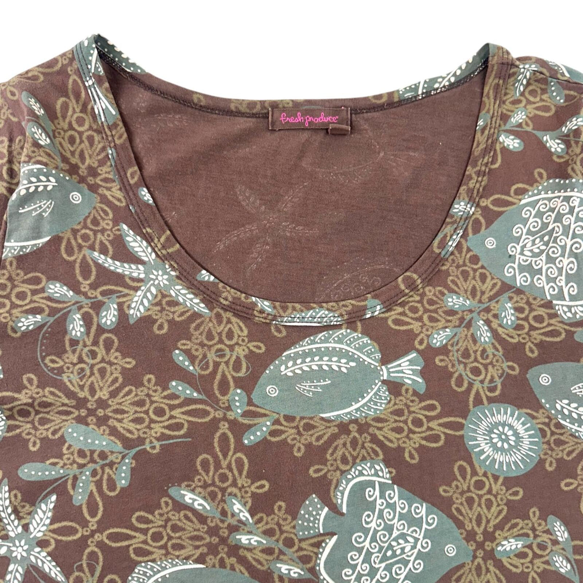 Y2K Fresh Produce Brown Nautical Fish Print Tee