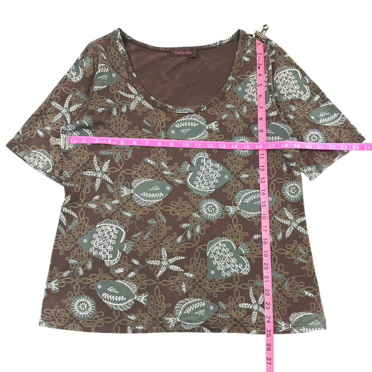 Y2K Fresh Produce Brown Nautical Fish Print Tee