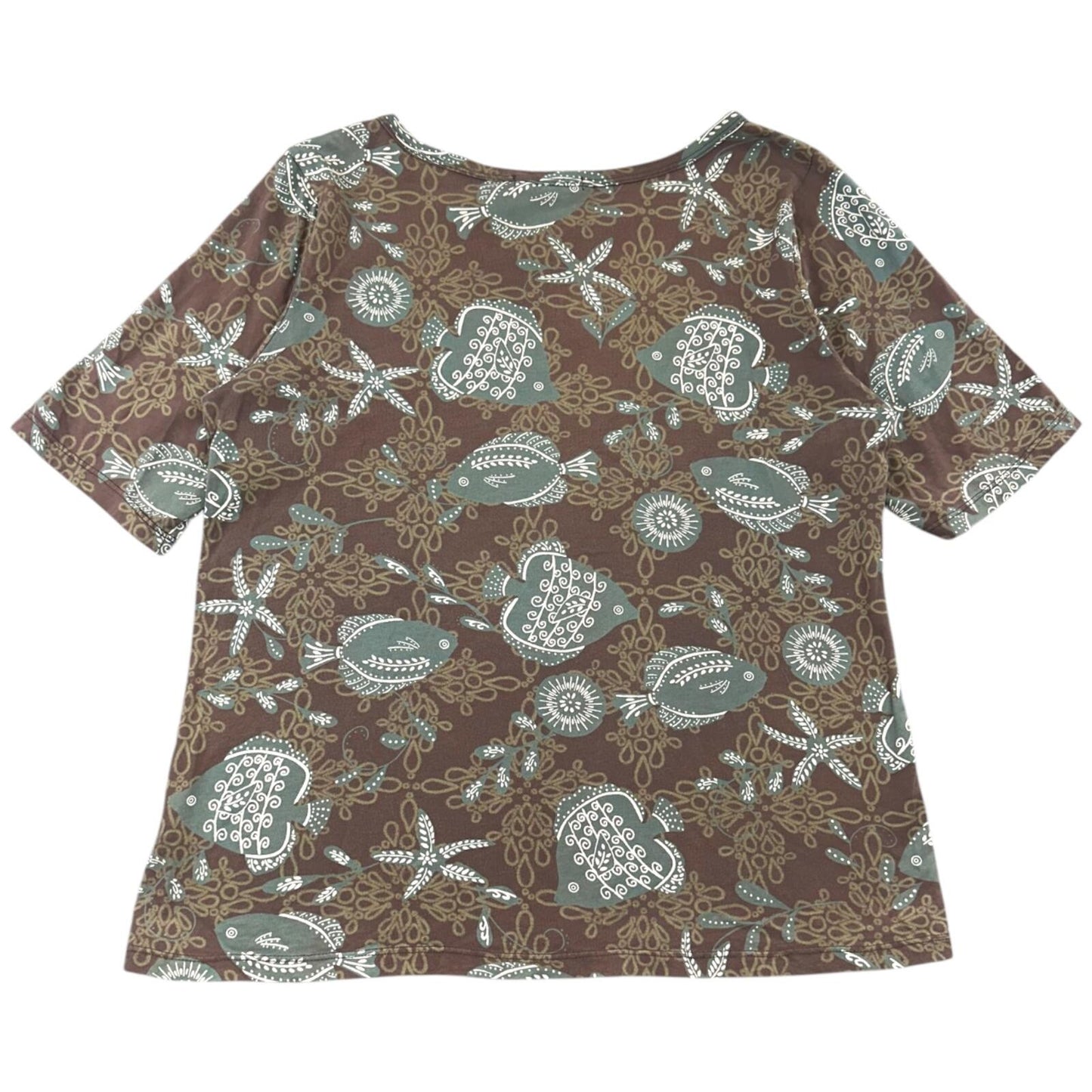 Y2K Fresh Produce Brown Nautical Fish Print Tee