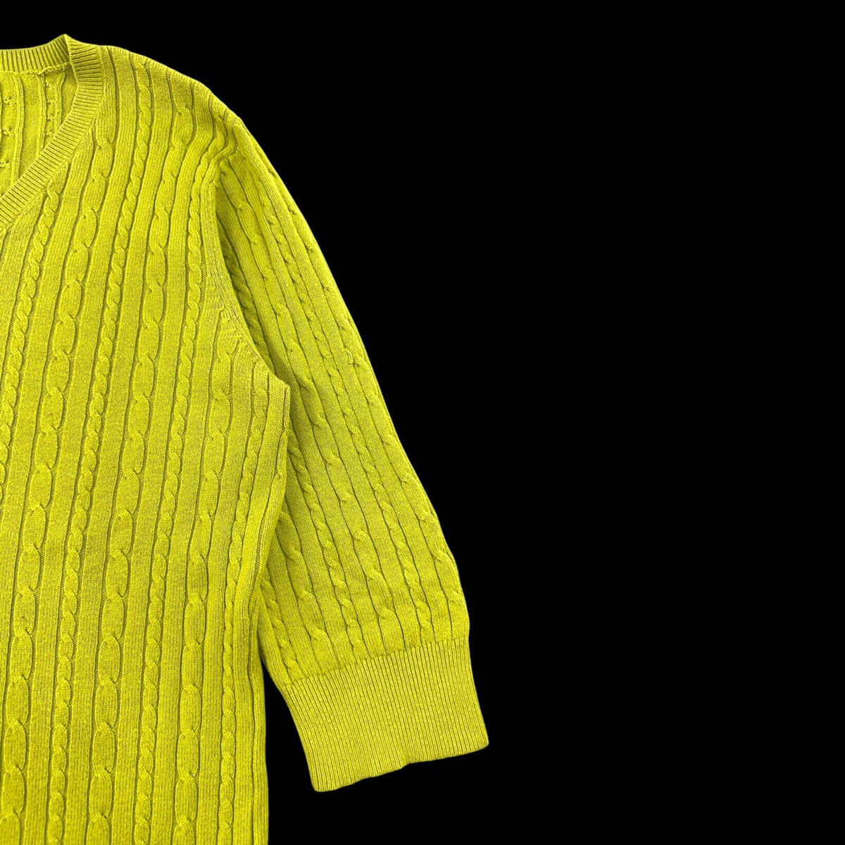 Merona V Neck Cable Knit Sweater in Vibrant Citron Lime Yellow