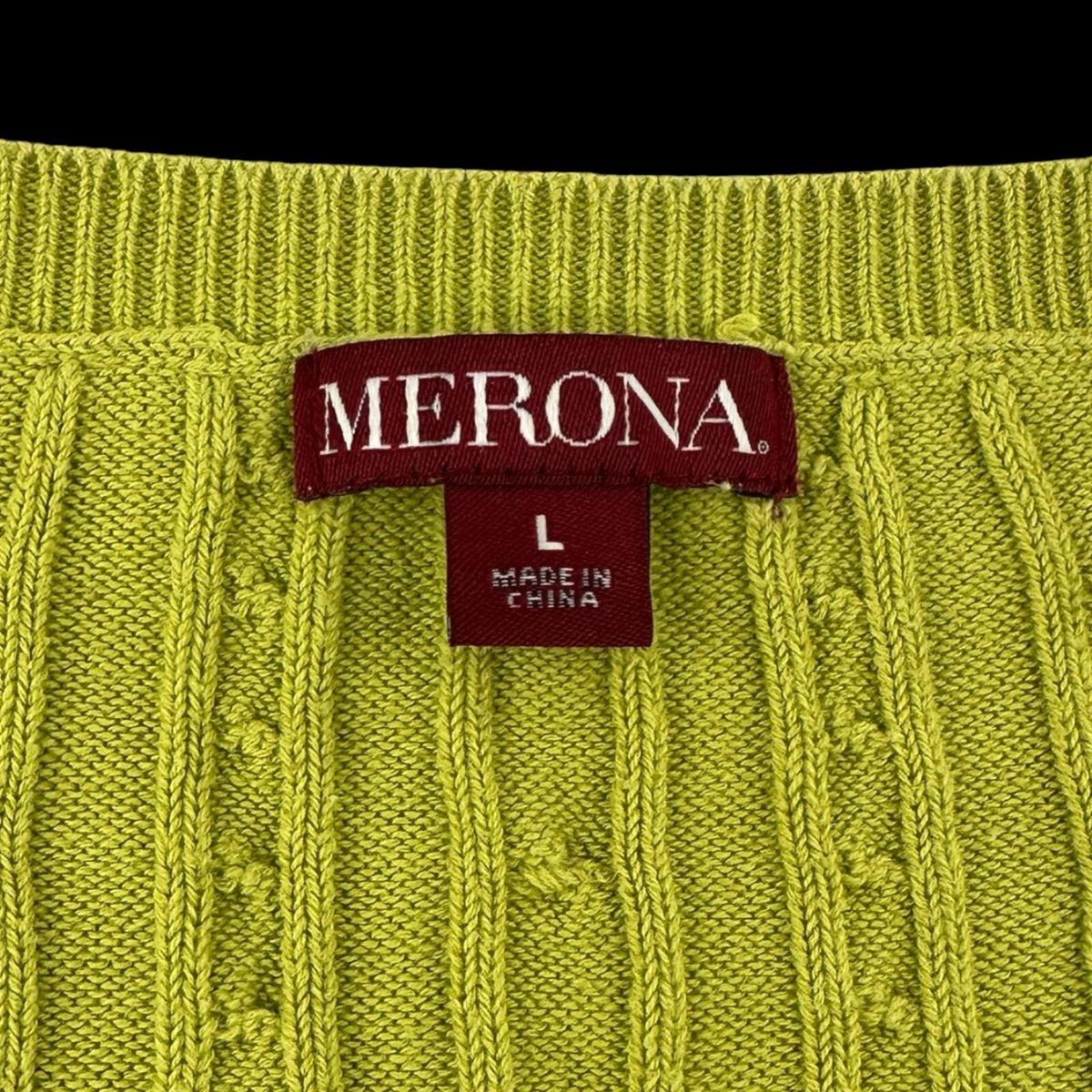Merona V Neck Cable Knit Sweater in Vibrant Citron Lime Yellow