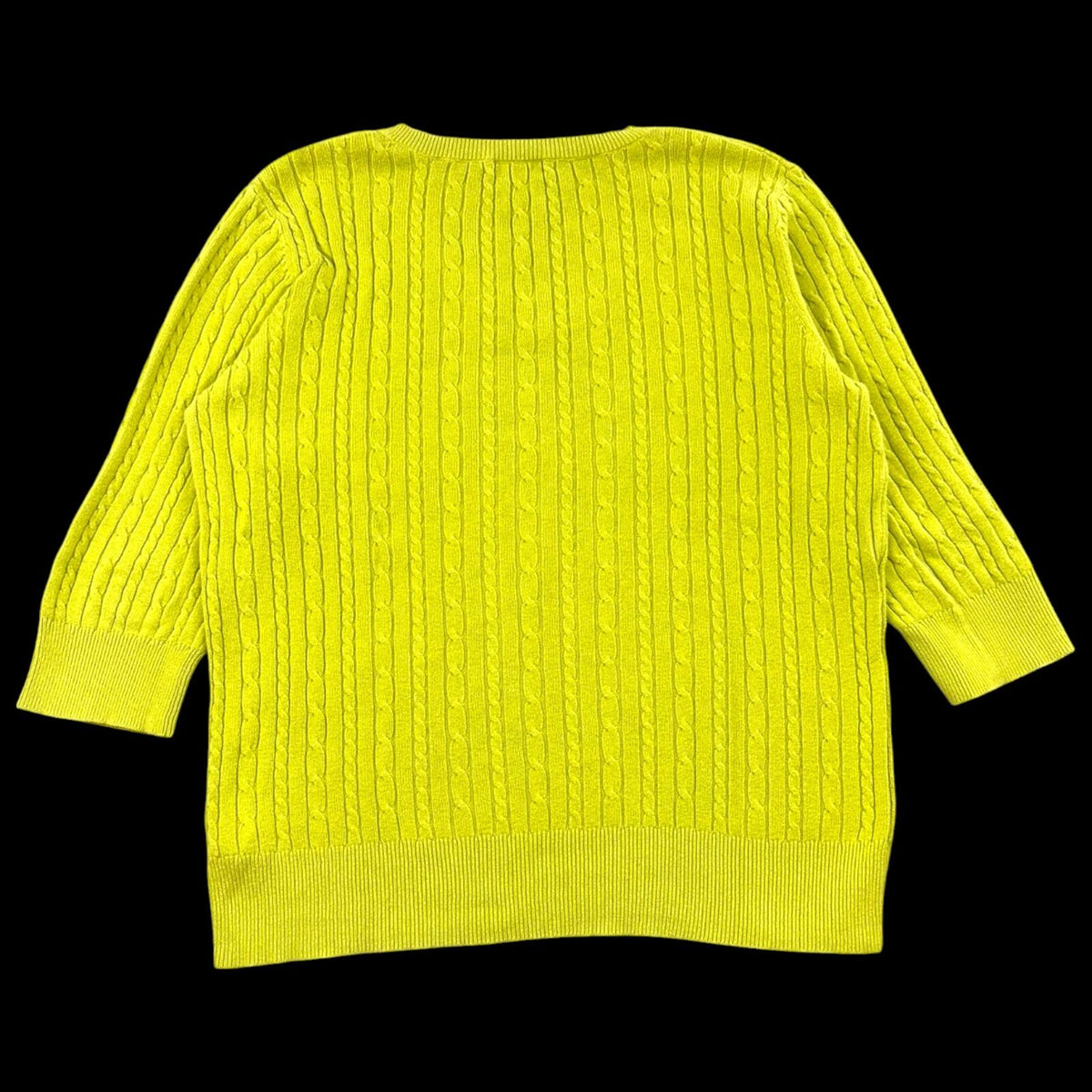 Merona V Neck Cable Knit Sweater in Vibrant Citron Lime Yellow