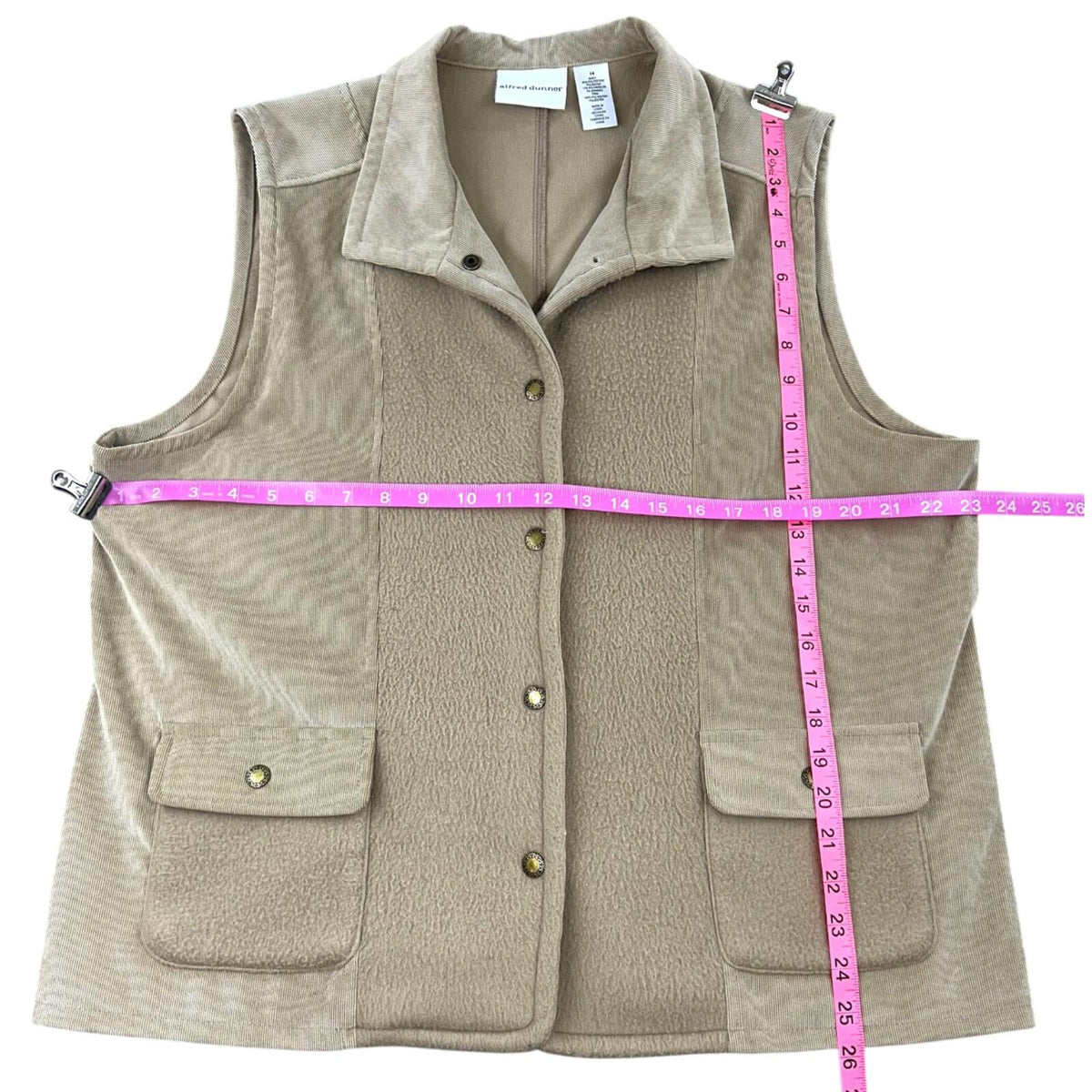 Alfred Dunner Corduroy Two Piece Pant Suit Set in Beige