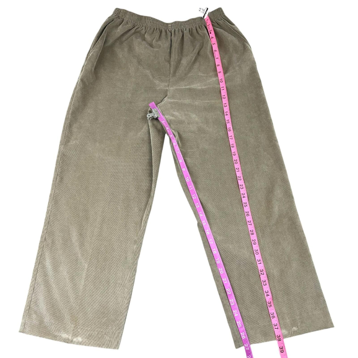 Alfred Dunner Corduroy Two Piece Pant Suit Set in Beige