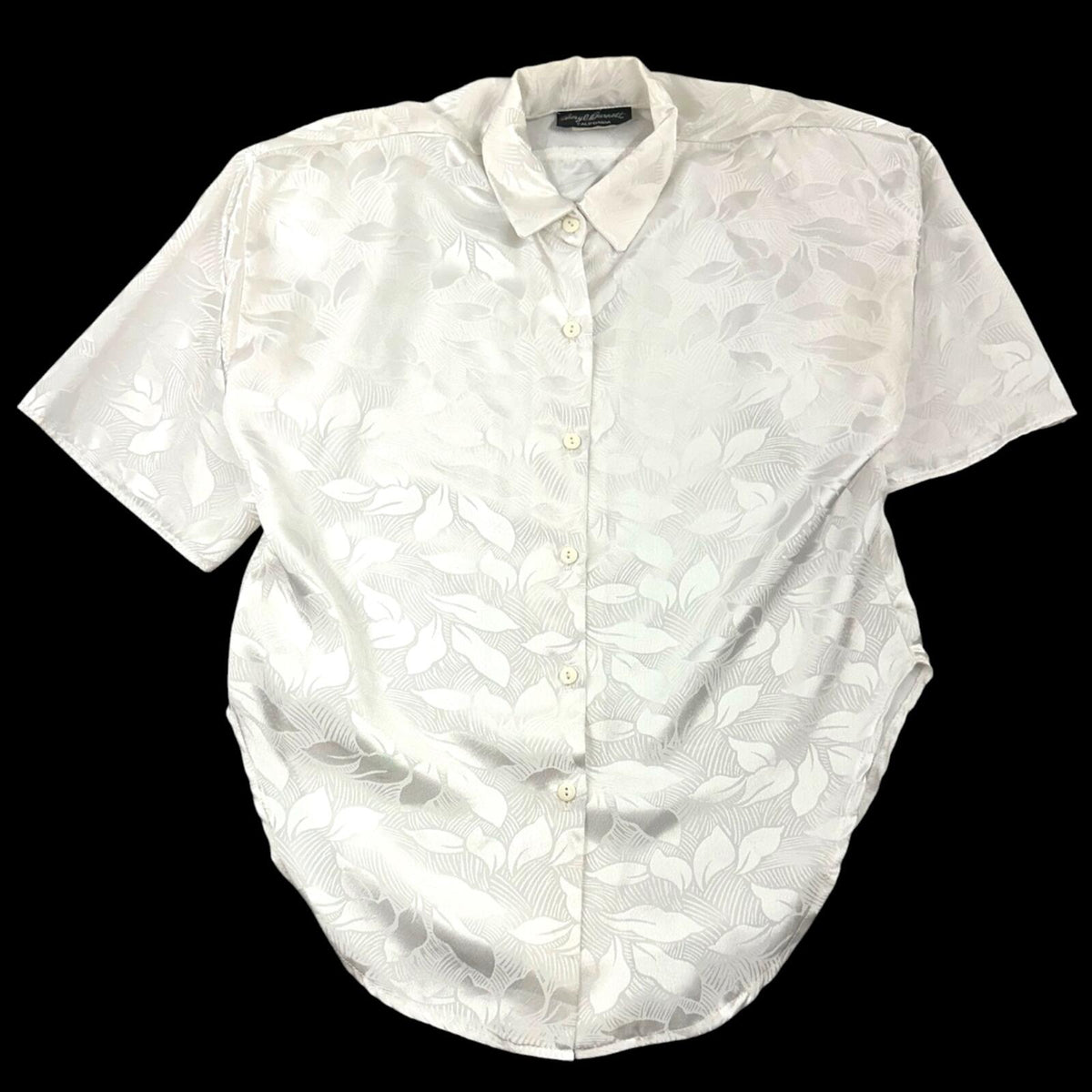 Vintage Sheryl Burnett California White Jacquard Leaf Blouse