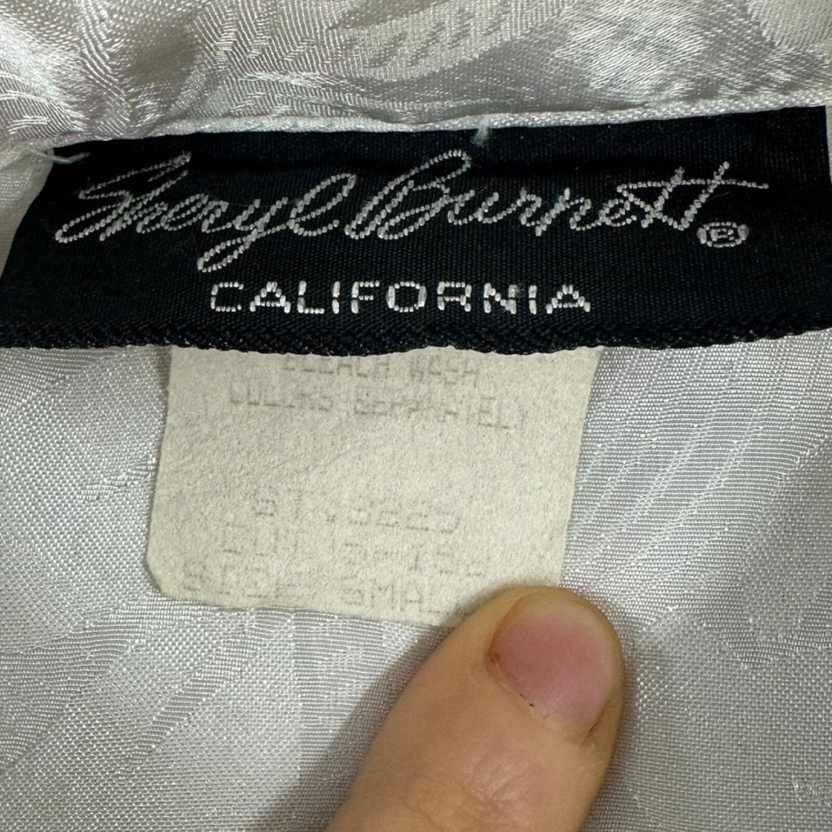 Vintage Sheryl Burnett California White Jacquard Leaf Blouse