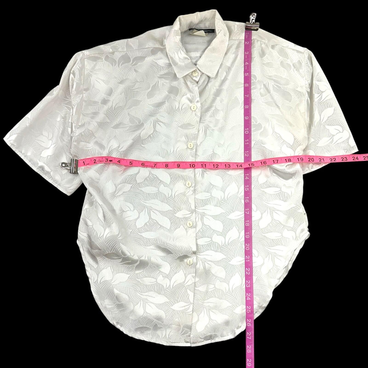 Vintage Sheryl Burnett California White Jacquard Leaf Blouse