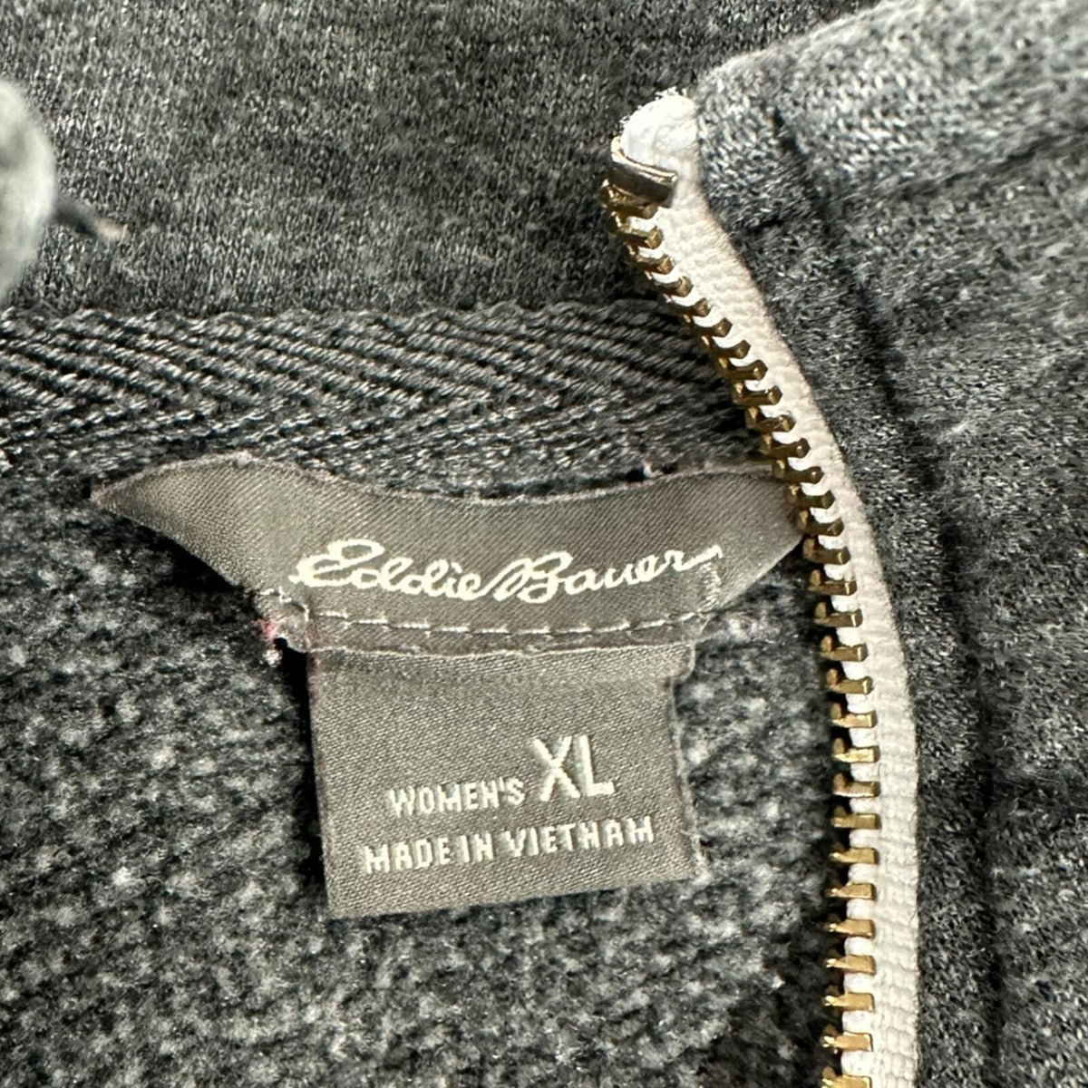 Eddie Bauer Charcoal Gray Heathered 1/4 Zip Sweatshirt Cozy Naturecore