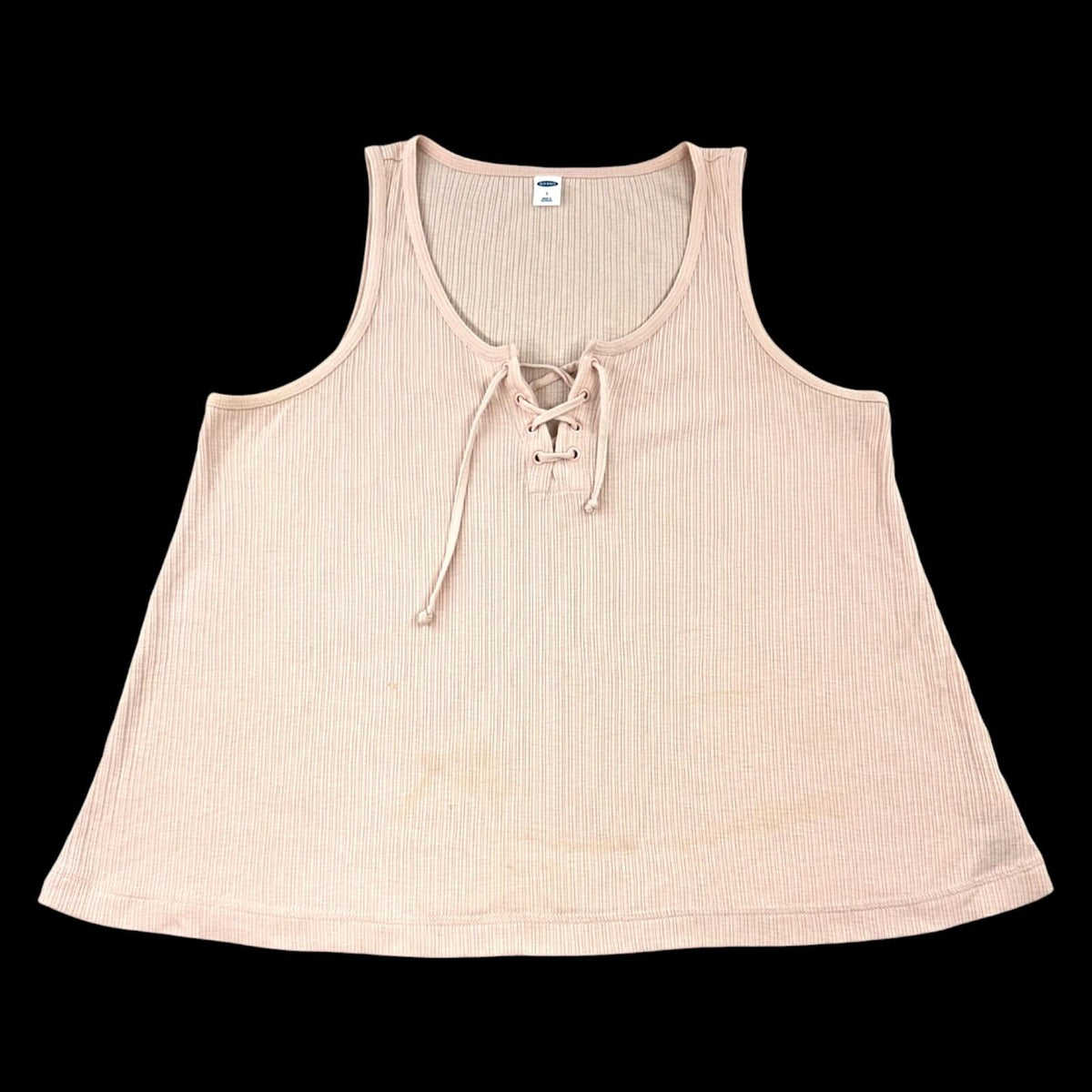 Old Navy Pink Ribbed Lace Up Tank Top Soft Girl Coquette Ballet Y2K