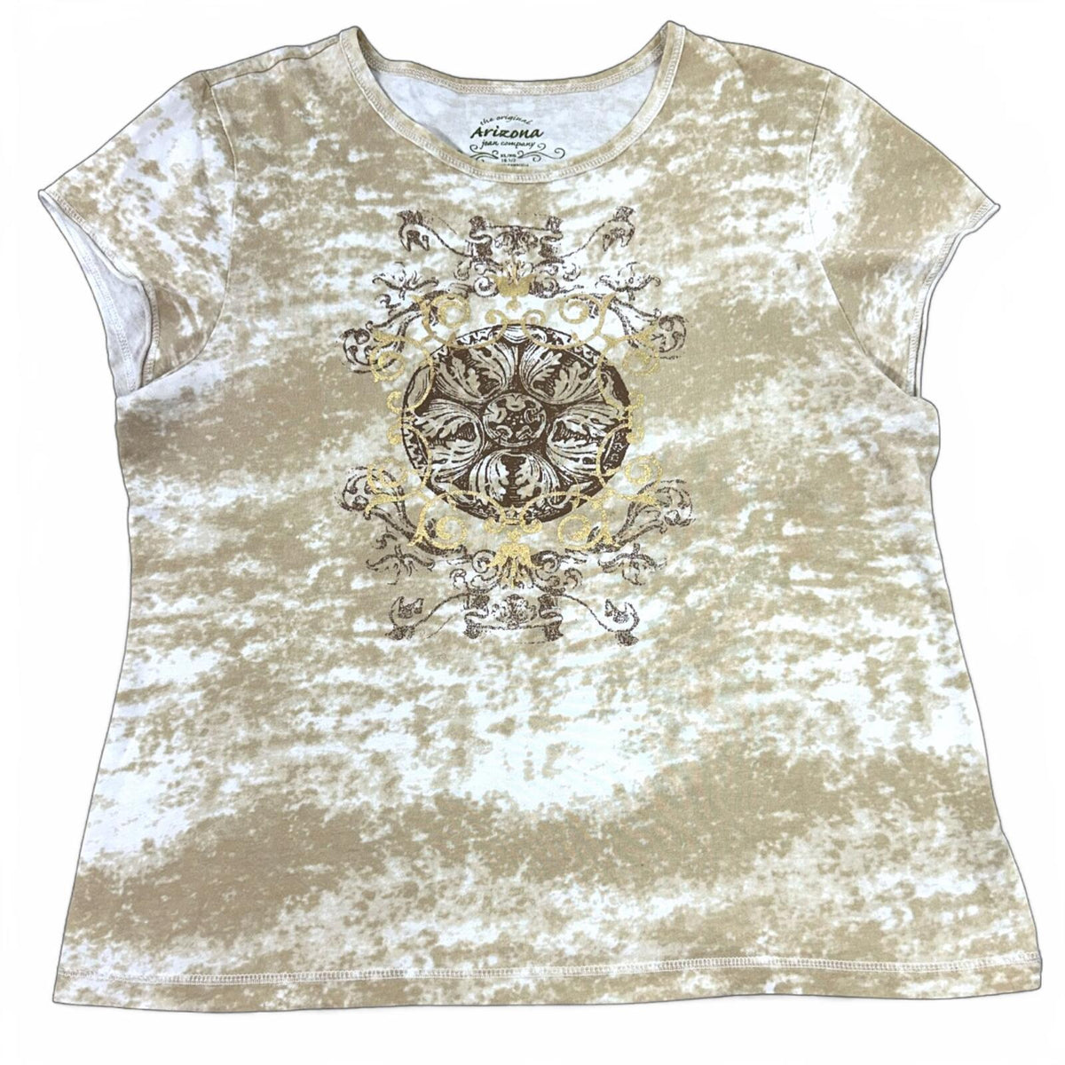 Arizona Jean Co. Tan Tie Dye Ornate Graphic Tee