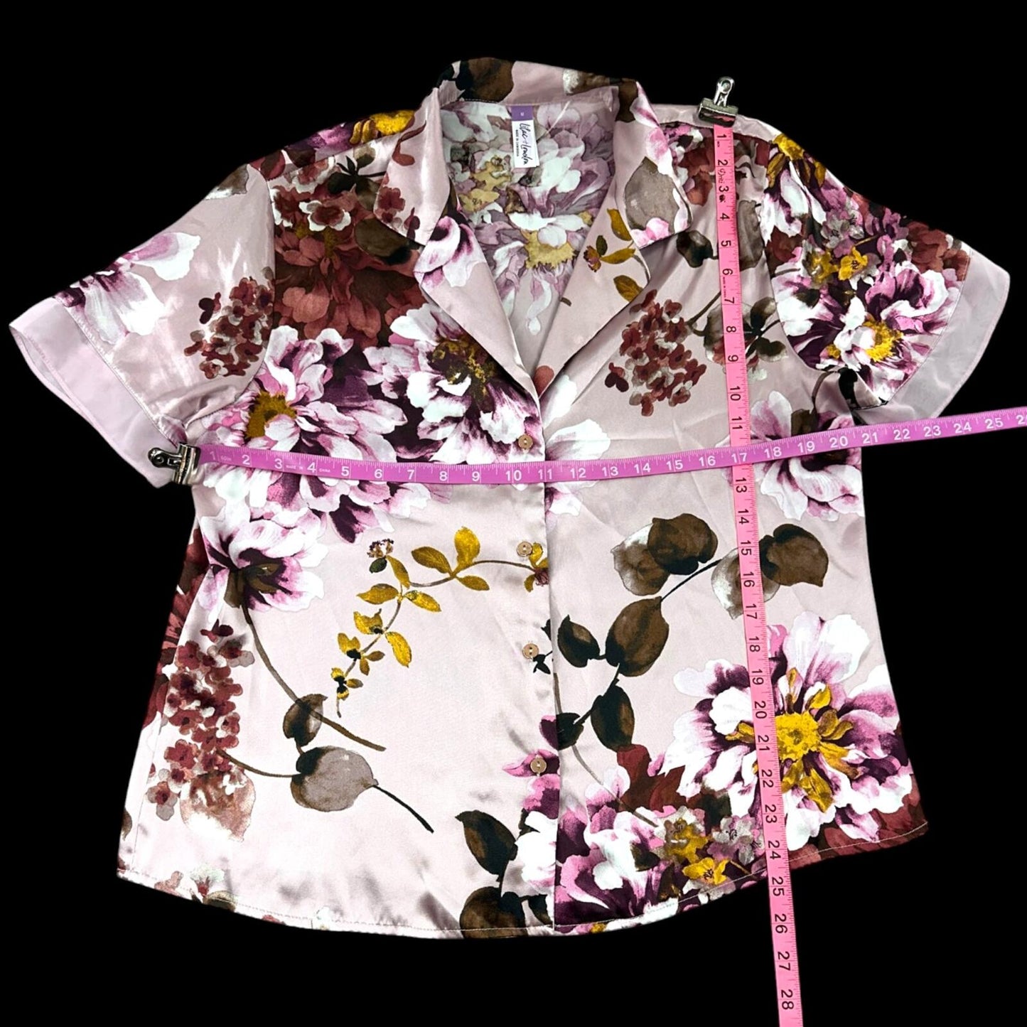 Lilac & London Whimsigoth Satin Floral Pajama Set Pink Purple Coquette