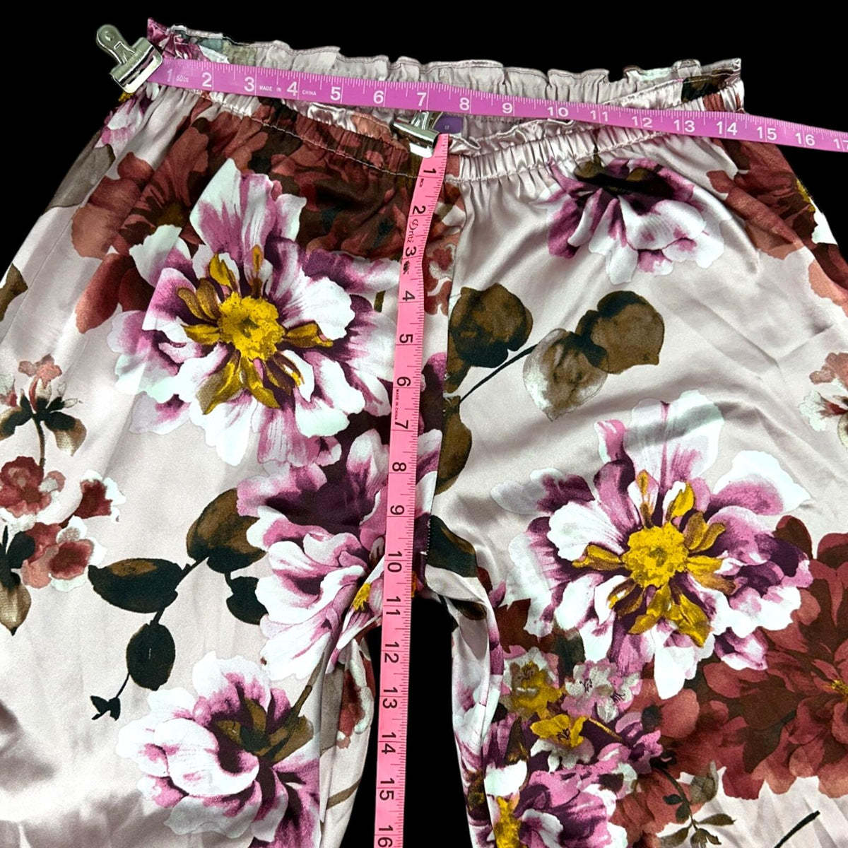 Lilac & London Whimsigoth Satin Floral Pajama Set Pink Purple Coquette