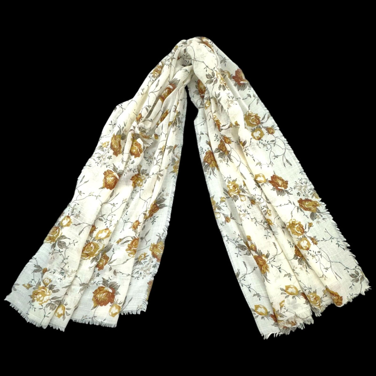 Vintage Meadow Floral Linen Blend Scarf