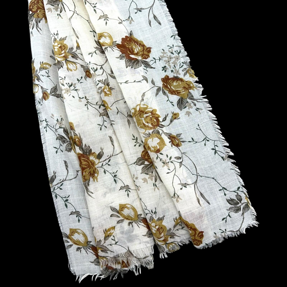 Vintage Meadow Floral Linen Blend Scarf