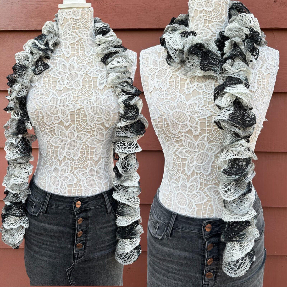 Monochrome Muse Ruffle Boa Scarf