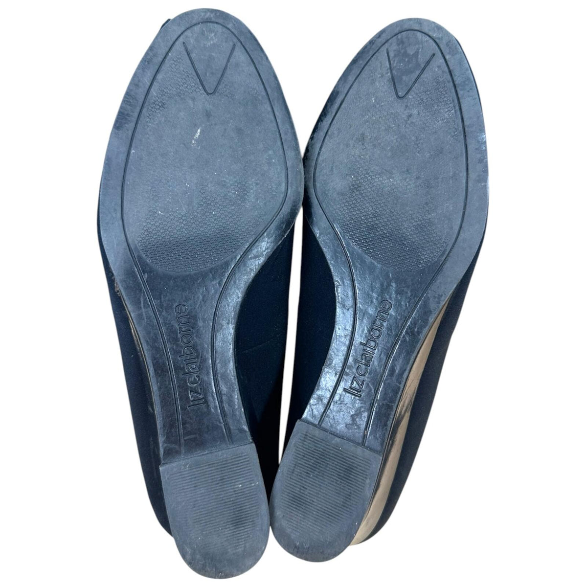 Liz Claiborne Maryann Black Peep Toe Wedges Classic Professional Quiet Luxe