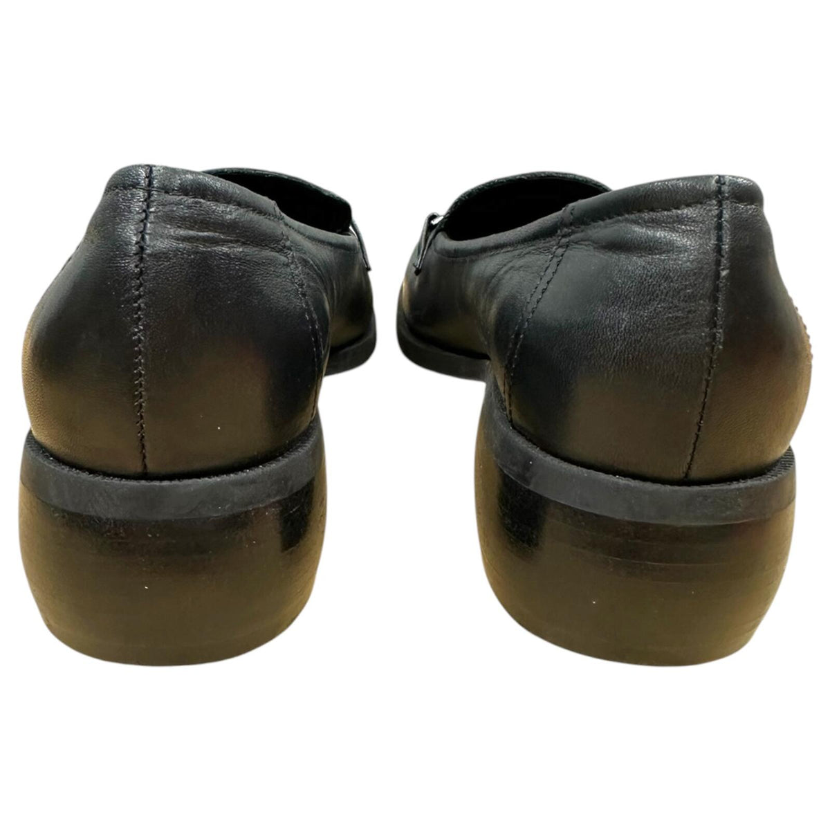 Hillard & Hanson Black Leather Loafers with Gunmetal Hardware Quiet Luxury