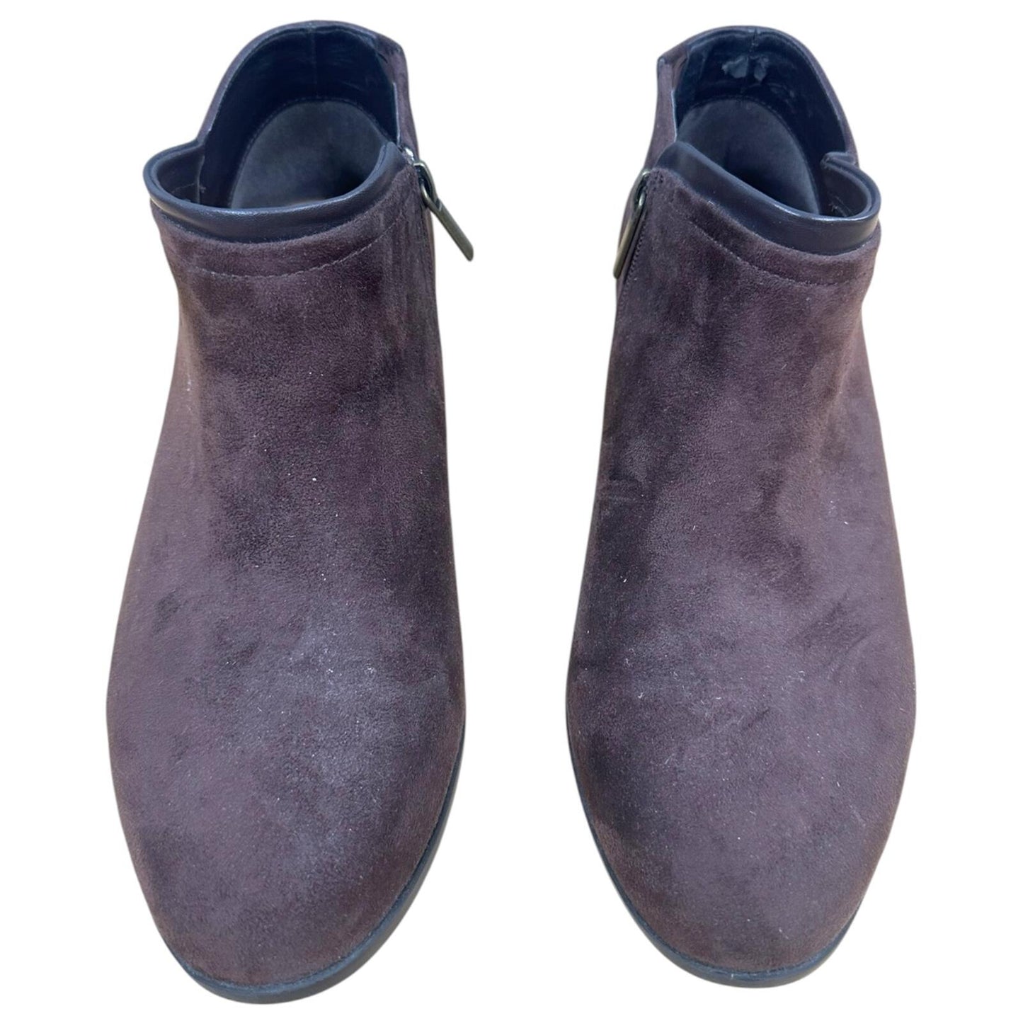 Comfortview Bexley Bootie Ankle Boots Brown Suede Like Leather Trim