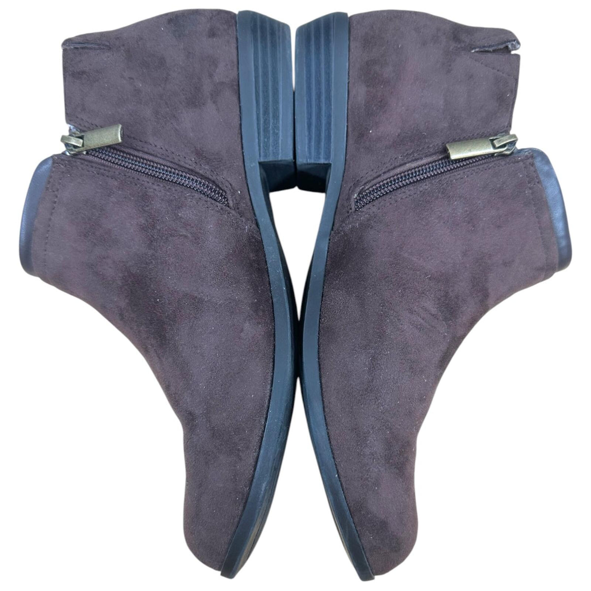 Comfortview Bexley Bootie Ankle Boots Brown Suede Like Leather Trim