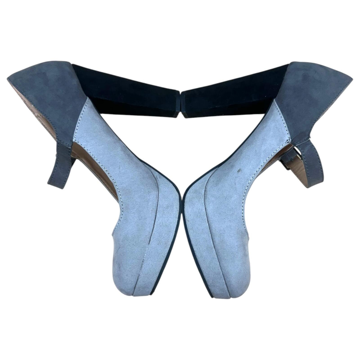 Candie's Mary Jane Pumps in Tri Tone Gray and Black Faux Suede Y2K