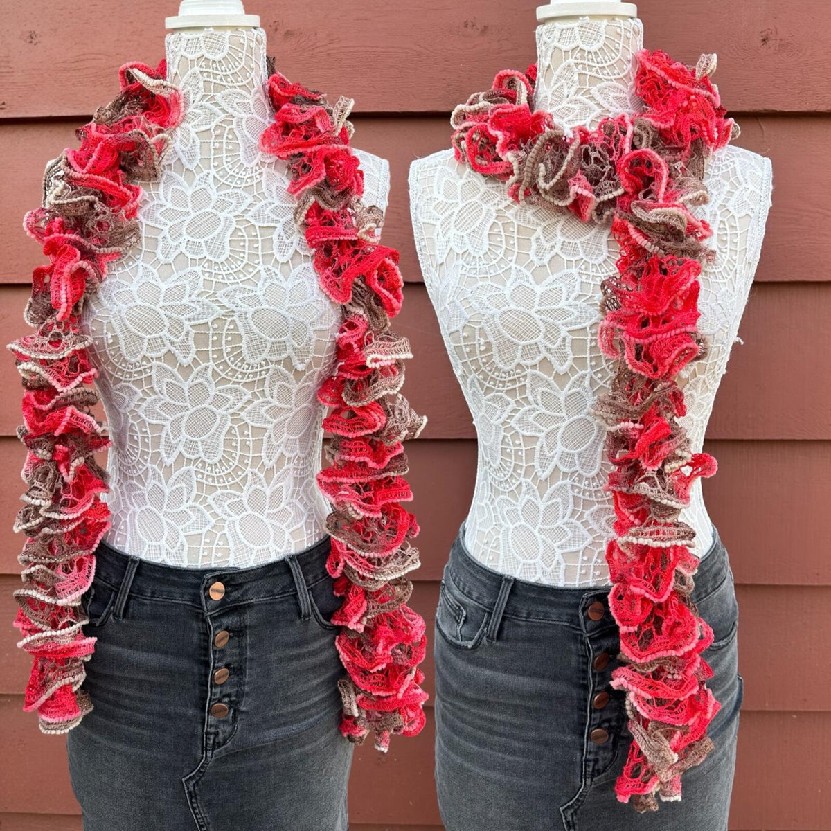 Cherry Mocha Ruffle Boa Scarf