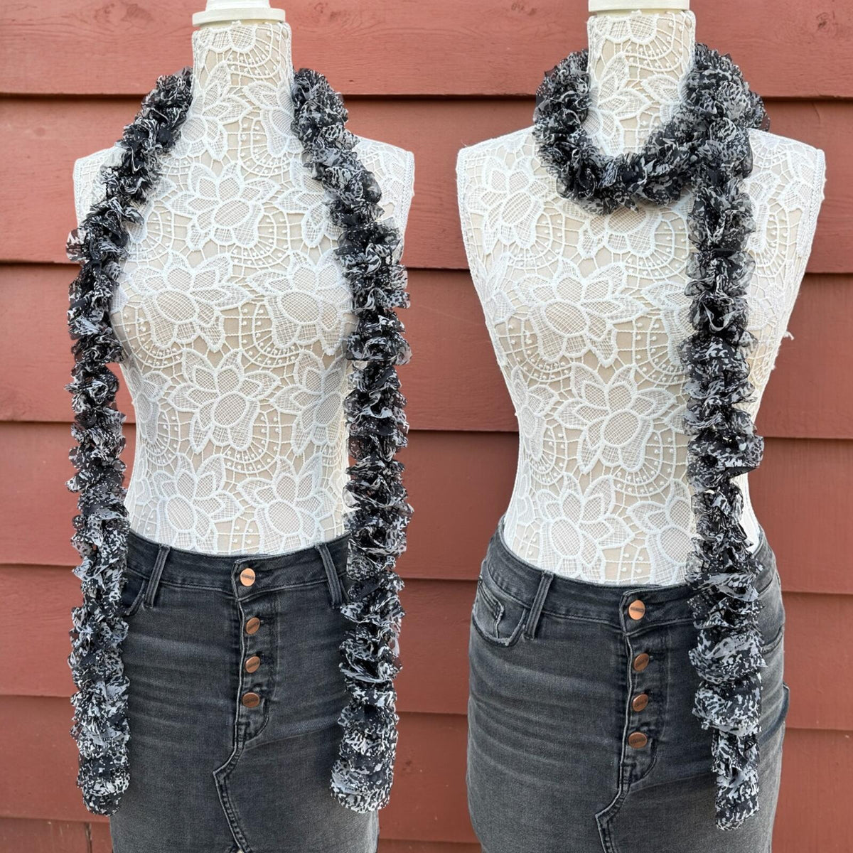 Noir Galaxy Ruffle Boa Scarf