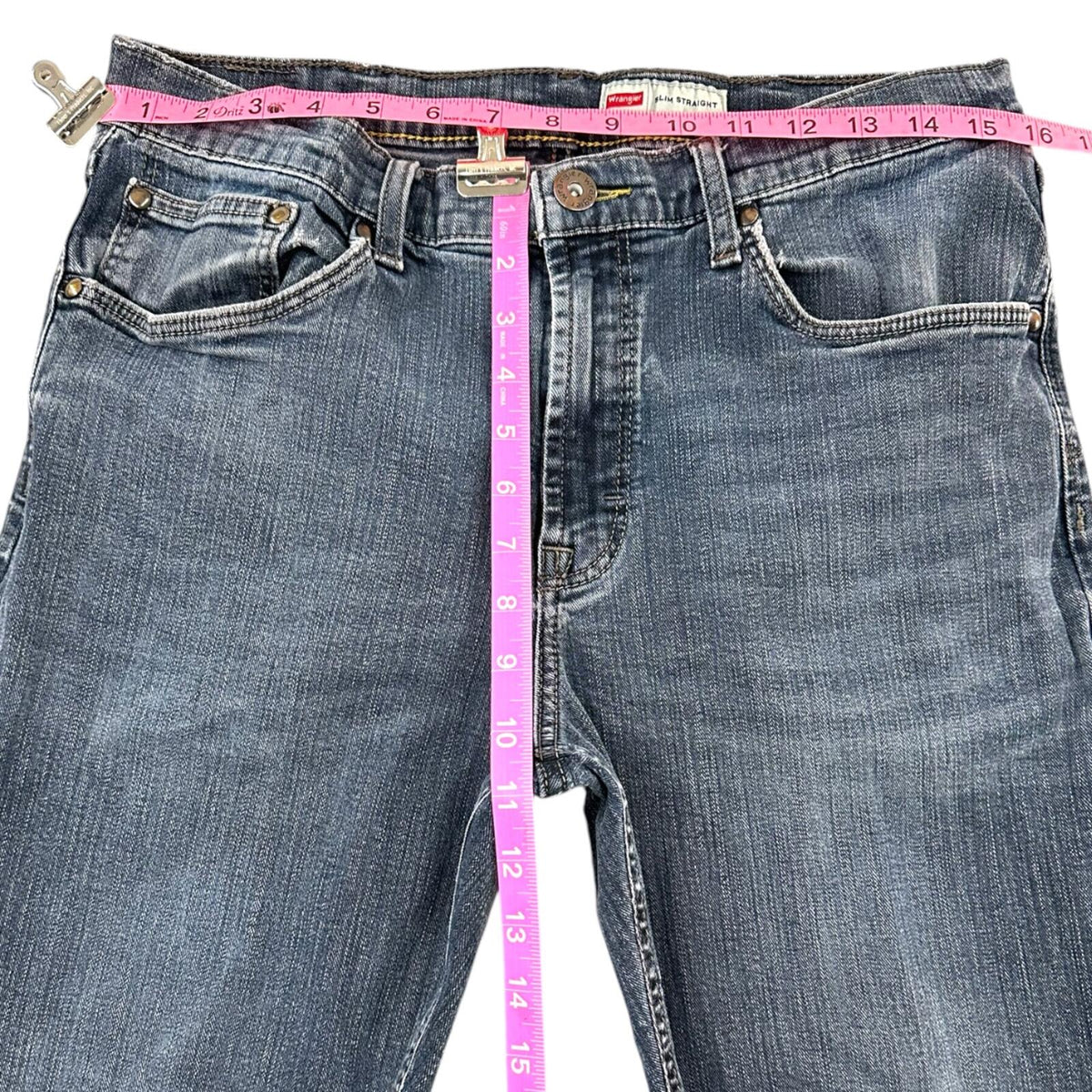 Wrangler Slim Straight Jeans Blue Mid Wash Denim Workwear Western