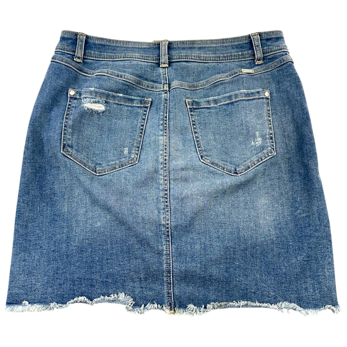 INC International Concepts Denim Mini Skirt Y2K Indie Sleaze Distressed Blue Fry