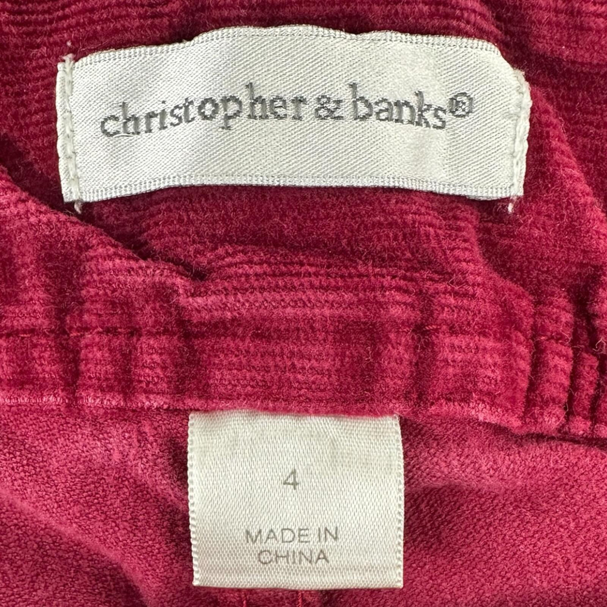 Christopher & Banks Ruby Red Corduroy Pants Modern Fit Office Casual Preppy