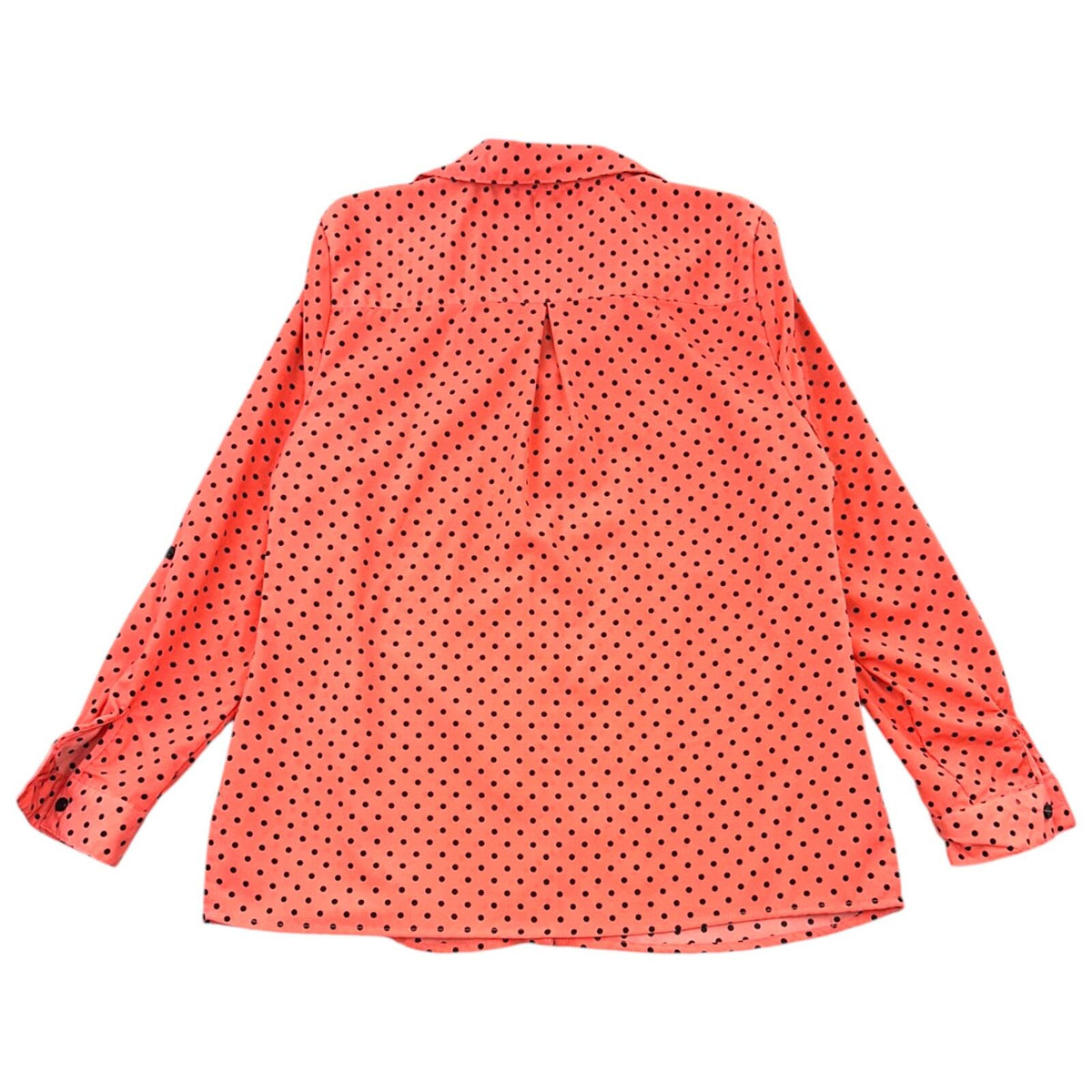 Coral Pink Polka Dot Blouse with Utility Pockets