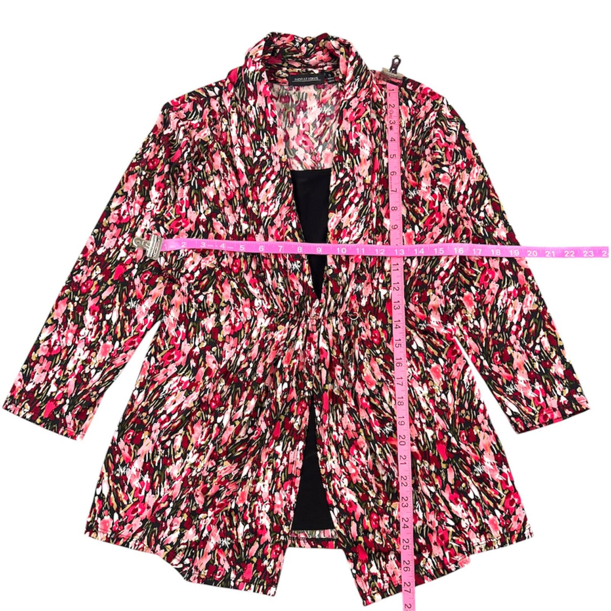 Notations Floral Ruched Waist Layered Top Pink Black
