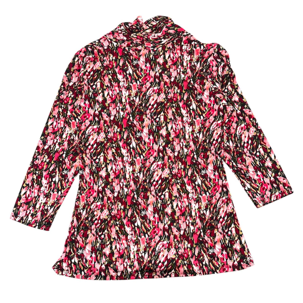 Notations Floral Ruched Waist Layered Top Pink Black