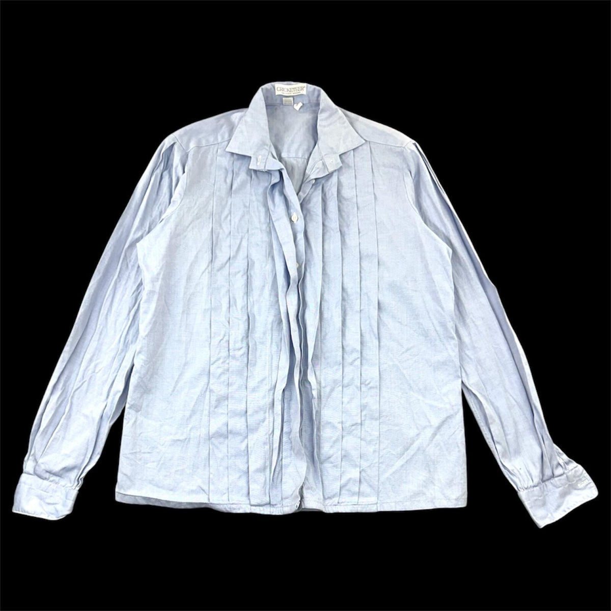 Vintage Cricketeer Pintuck Blouse in Oxford Blue 90s Tailored