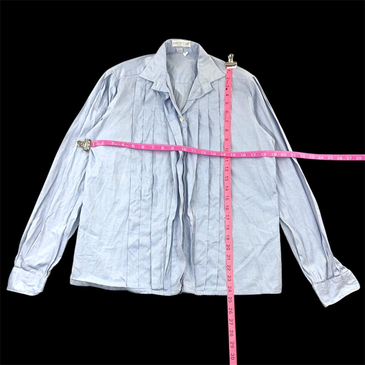 Vintage Cricketeer Pintuck Blouse in Oxford Blue 90s Tailored