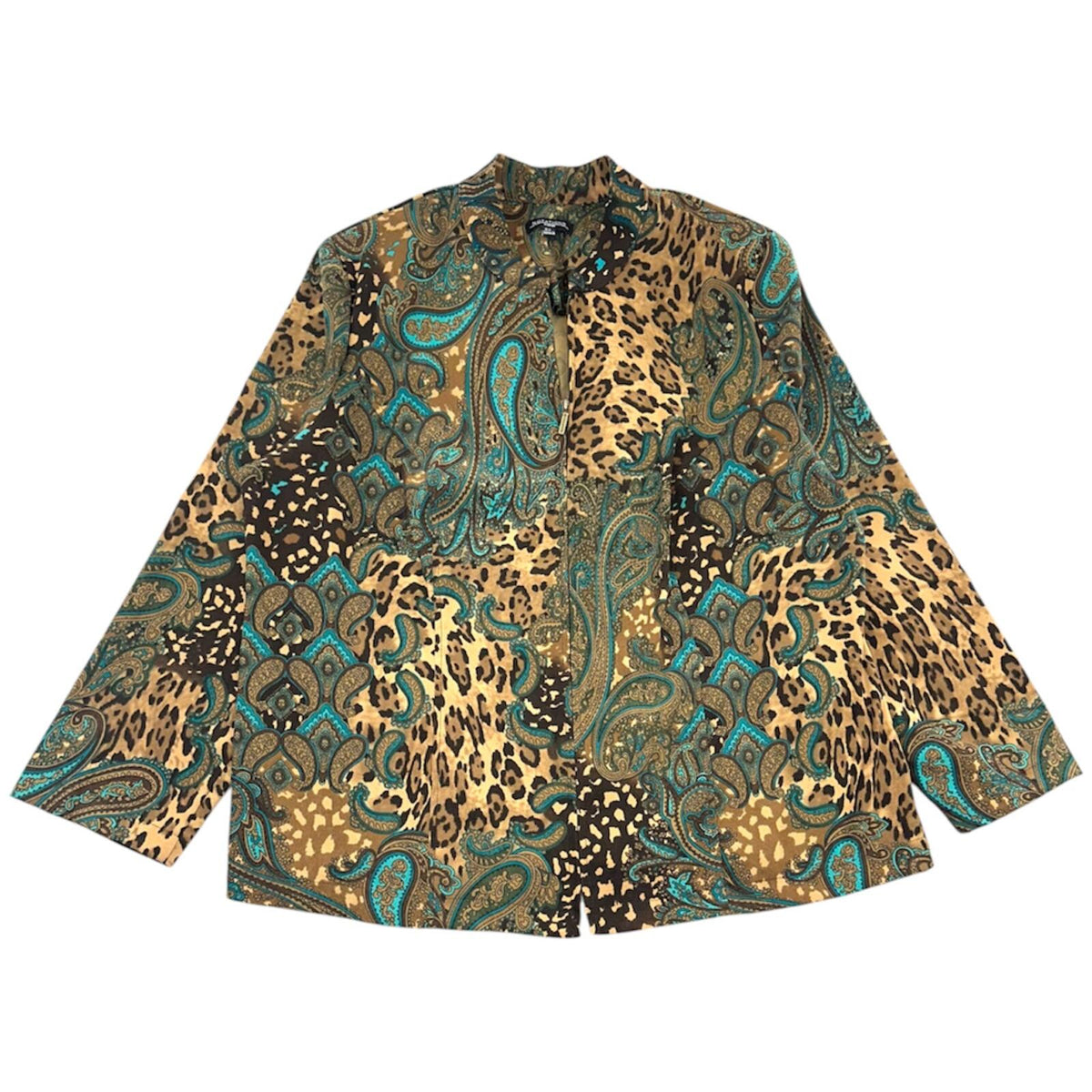 Notations Y2K Leopard Print Mixed Paisley Jacket with Turquoise and Brown