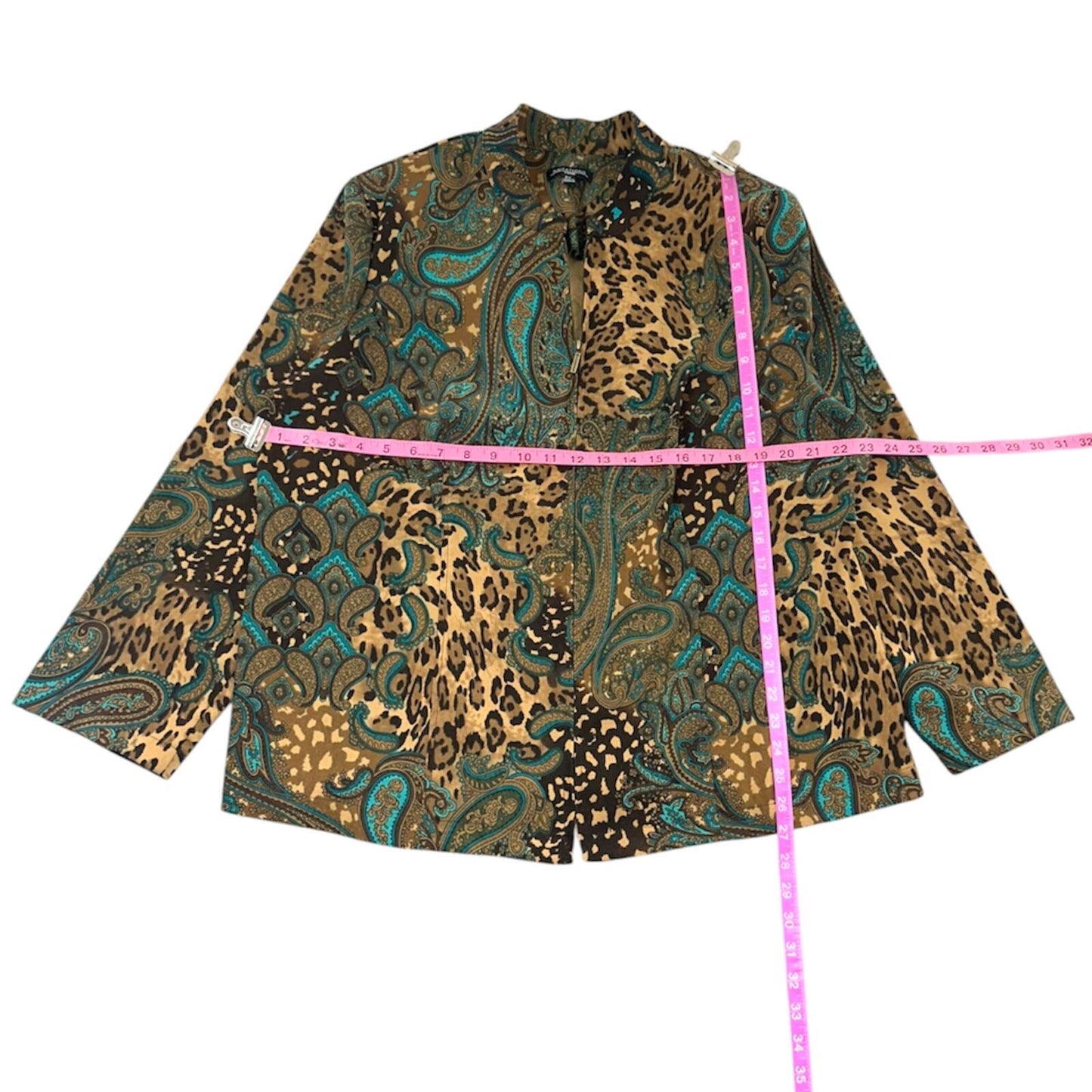 Notations Y2K Leopard Print Mixed Paisley Jacket with Turquoise and Brown
