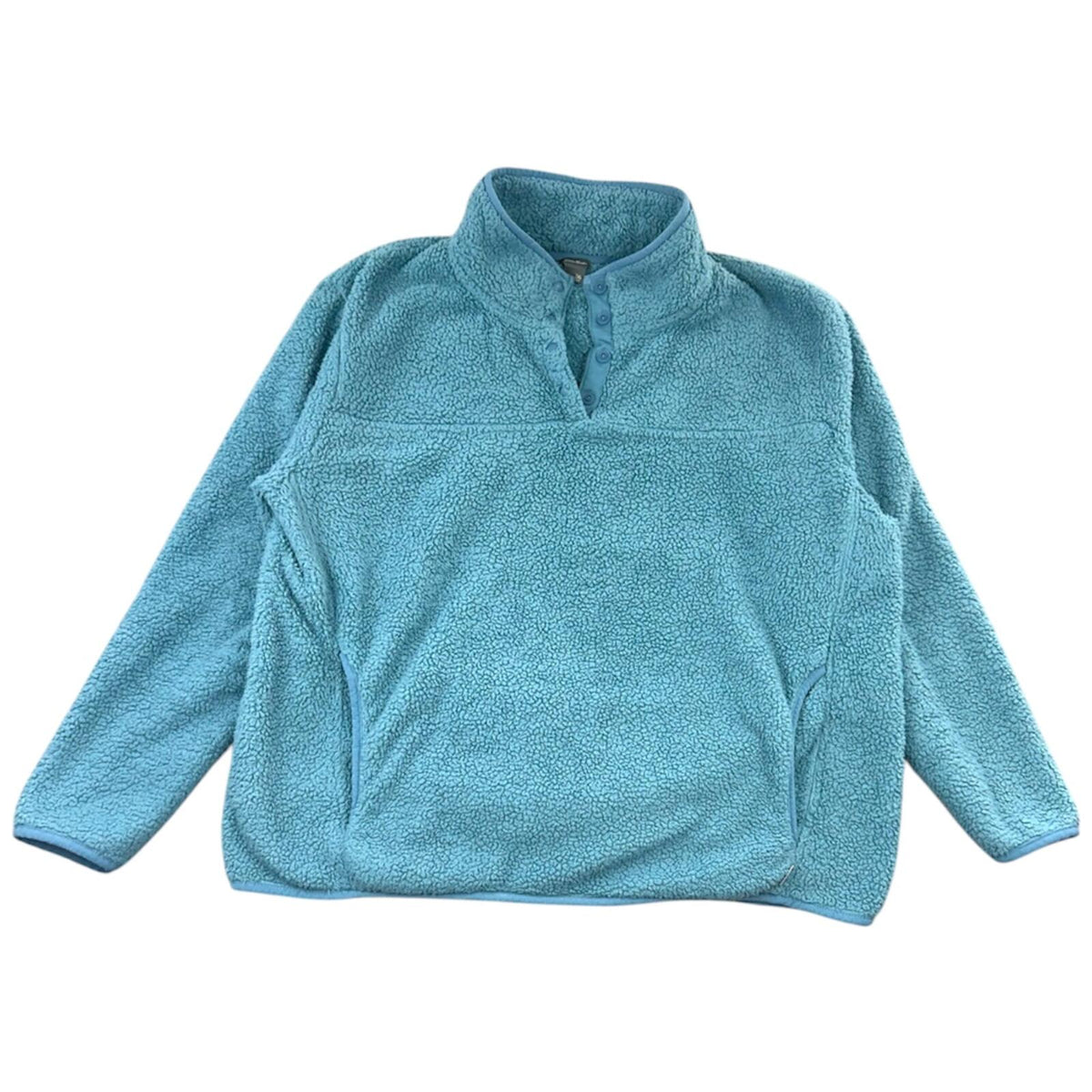 Eddie Bauer Blue Sherpa Fleece Pullover Jacket Cozy Soft Utility 90s
