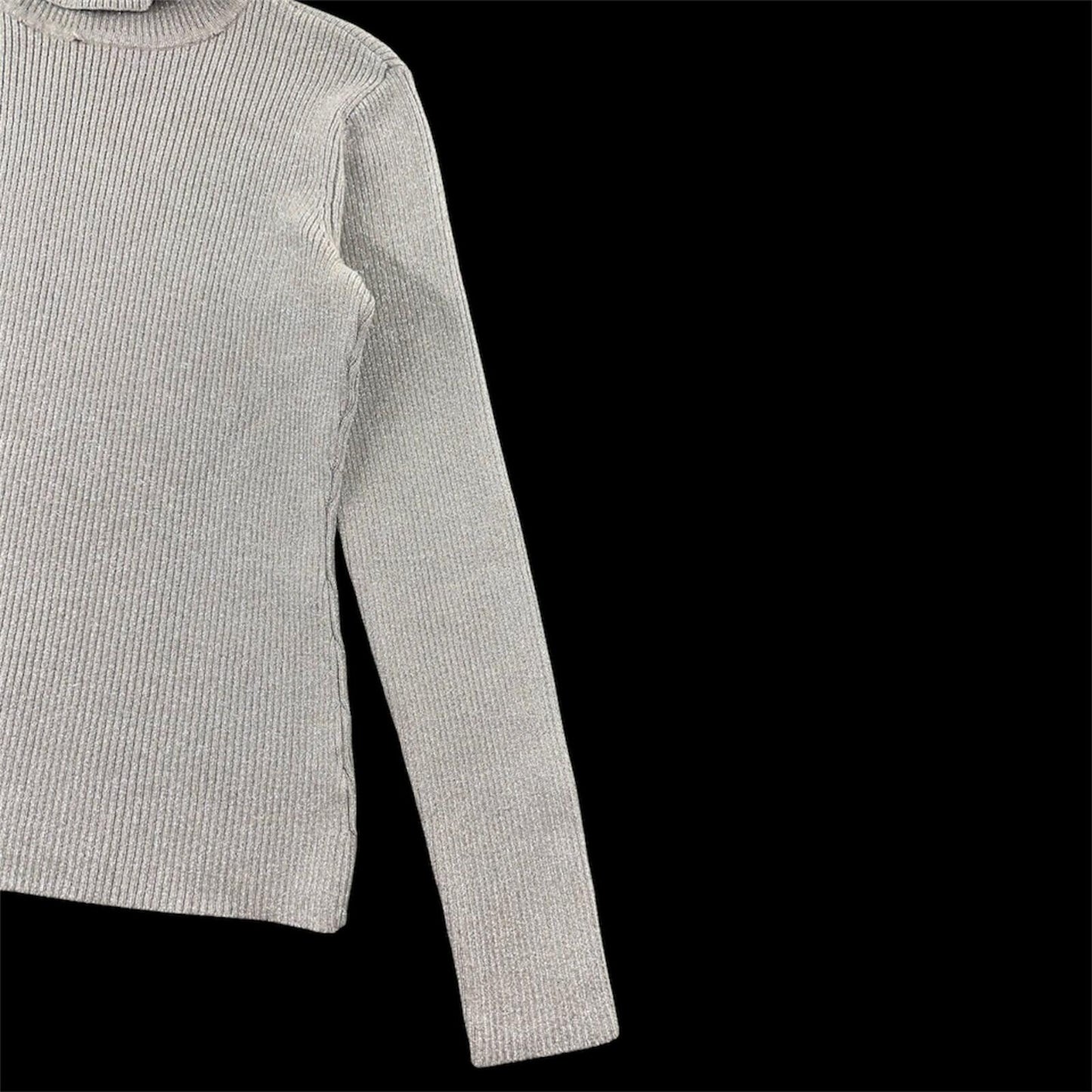 Style & Co Metallic Silver Ribbed Turtleneck Sweater Gray Silver