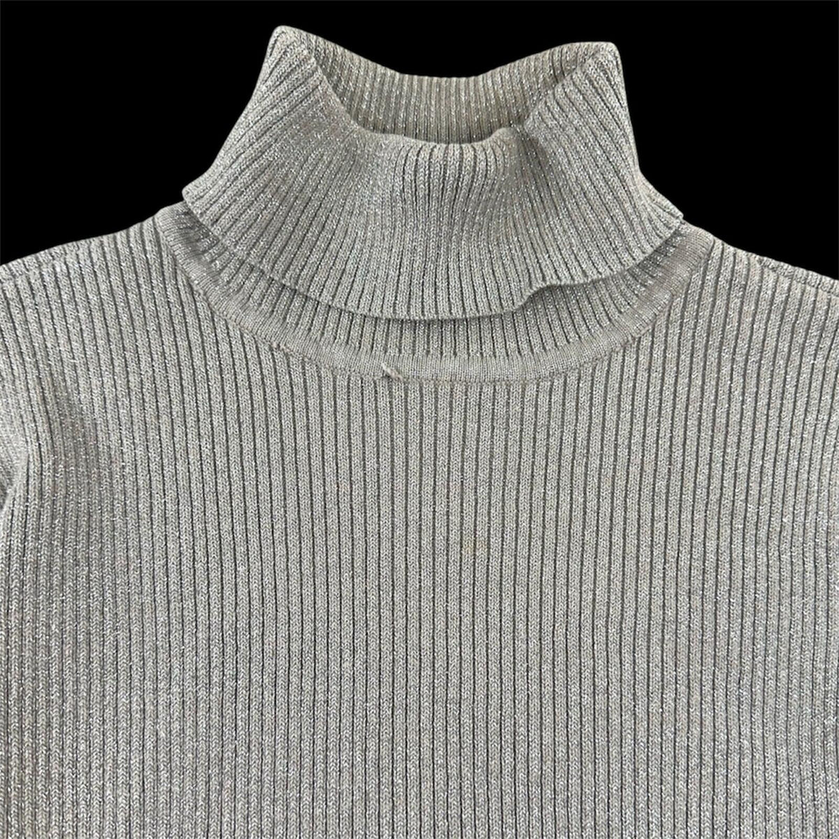Style & Co Metallic Silver Ribbed Turtleneck Sweater Gray Silver