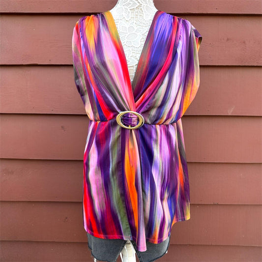 Sunset Abstract Cyber Boho Buckle Top