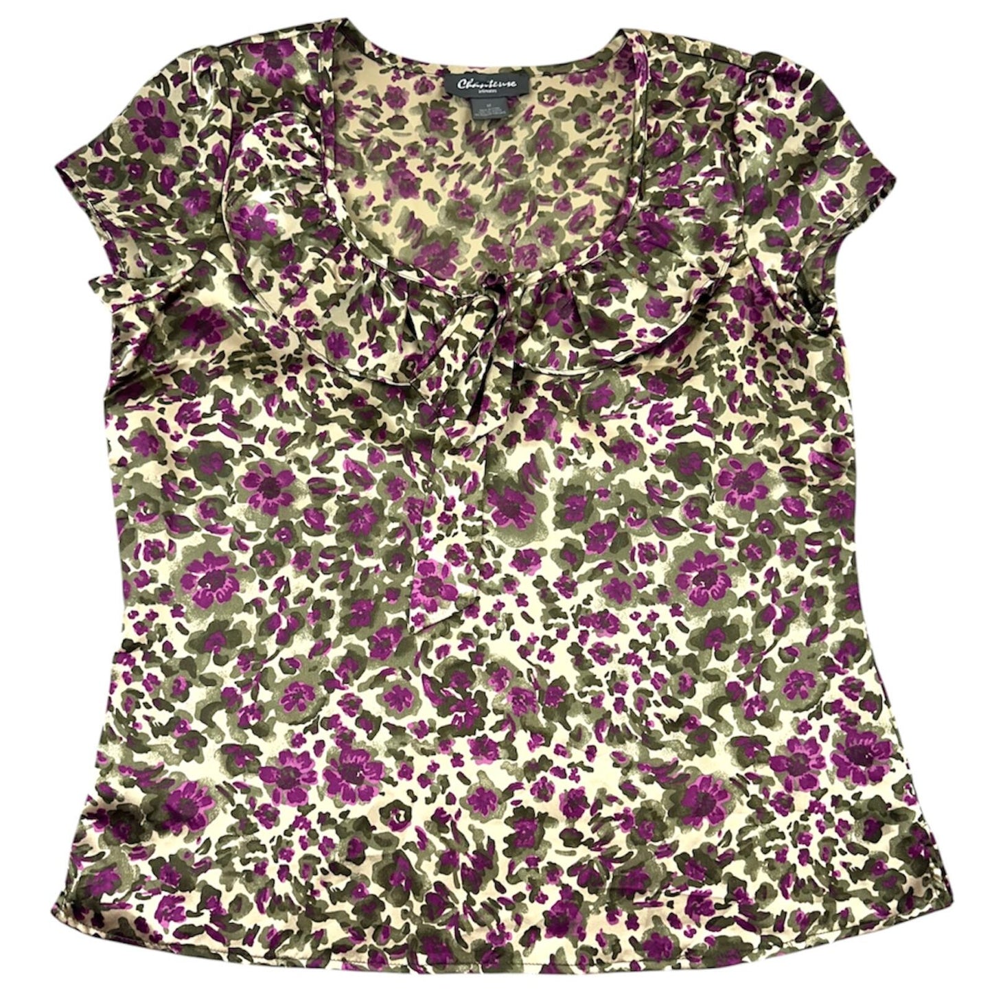 Chanteuse Floral Garden Ruffle Neck Blouse
