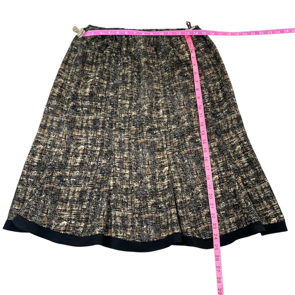 Eclectic Grandpa Black Painterly Print Midi Skirt with Elastic Waistband