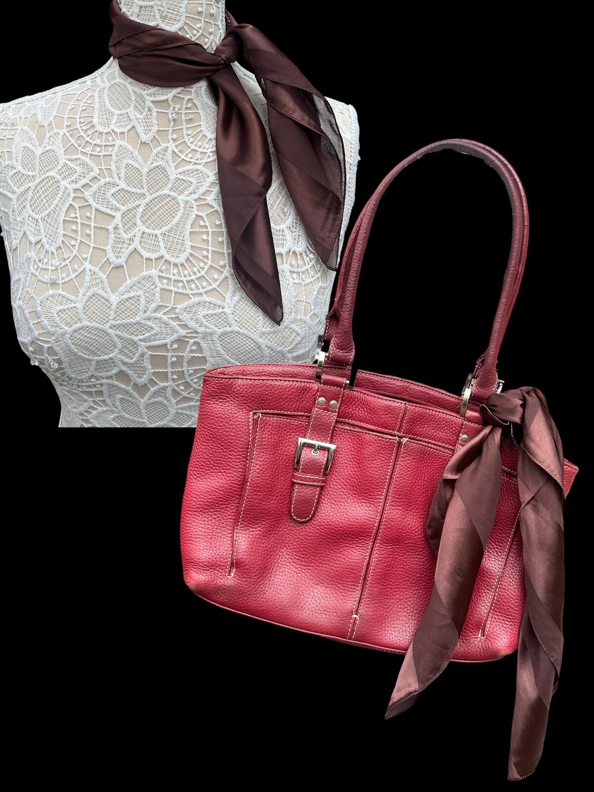 Elegant Brown Satin Scarf Accessory