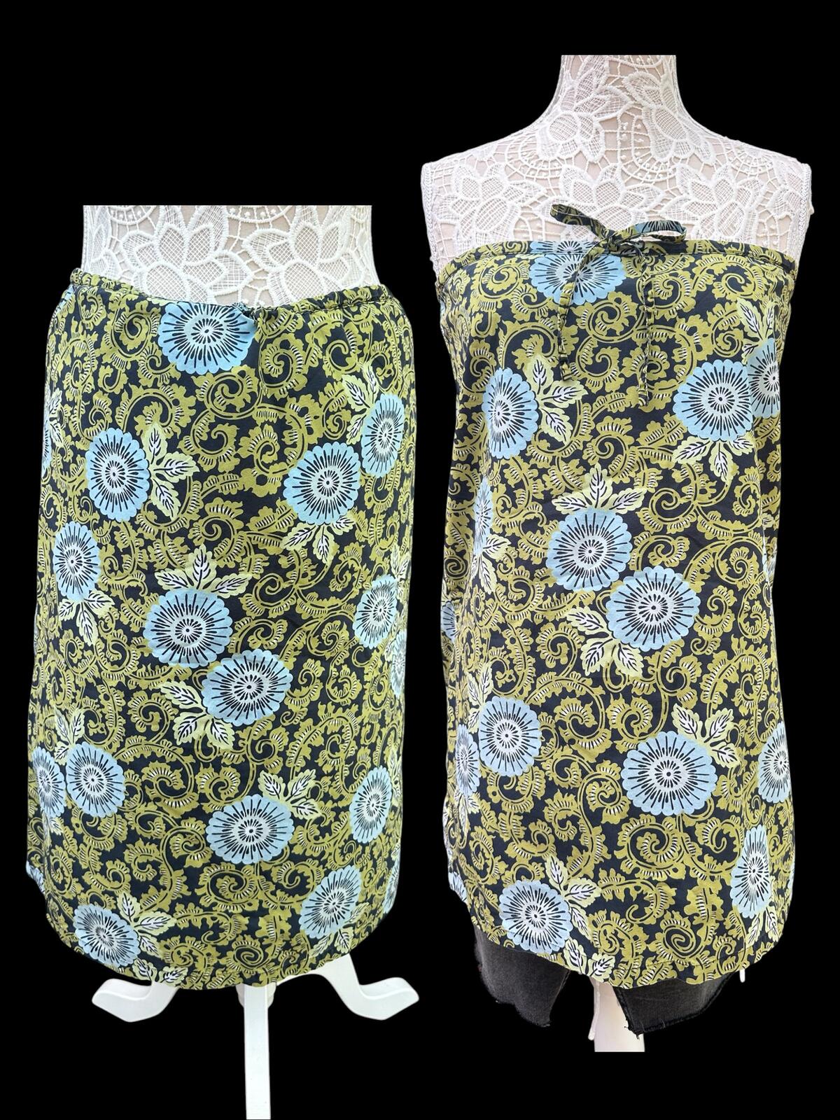 The Limited Strapless Dress and Tie Waist Skirt or Tube Top in Green Blue Bold