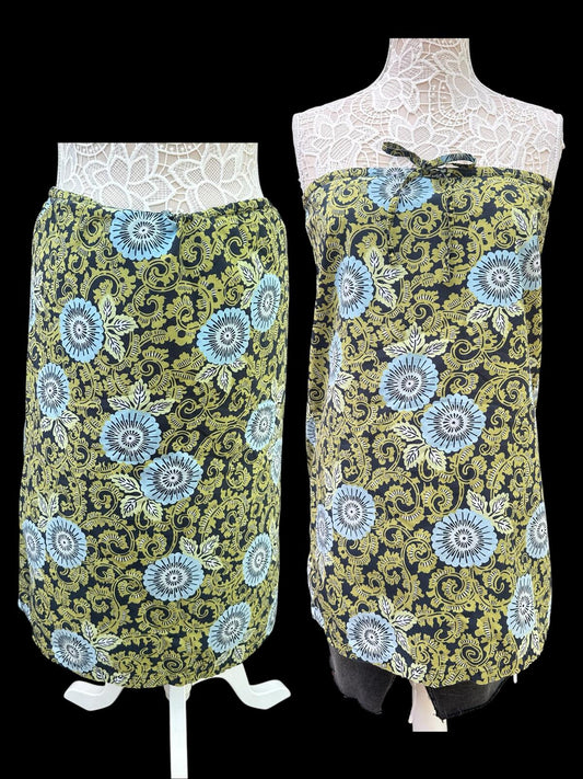 The Limited Strapless Dress and Tie Waist Skirt or Tube Top in Green Blue Bold