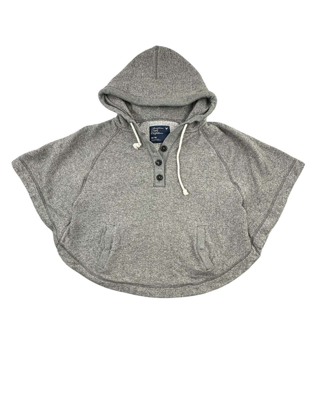 American Eagle Outfitters Gray Hooded Poncho Sweatshirt Cozy Casual Layer