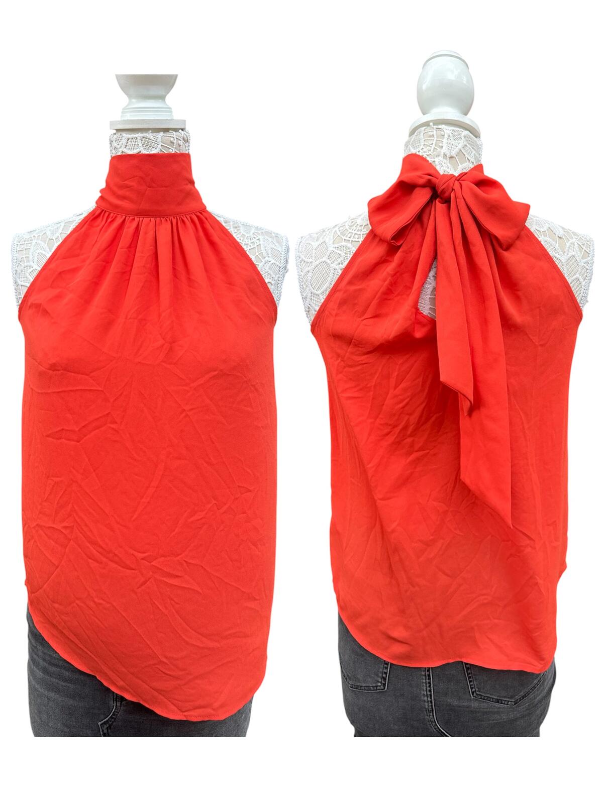 Elegant J.Crew Red Halter Neck Tie Back Top
