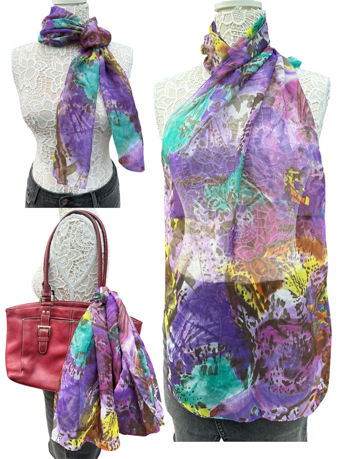 Colorful Sheer Floral Scarf