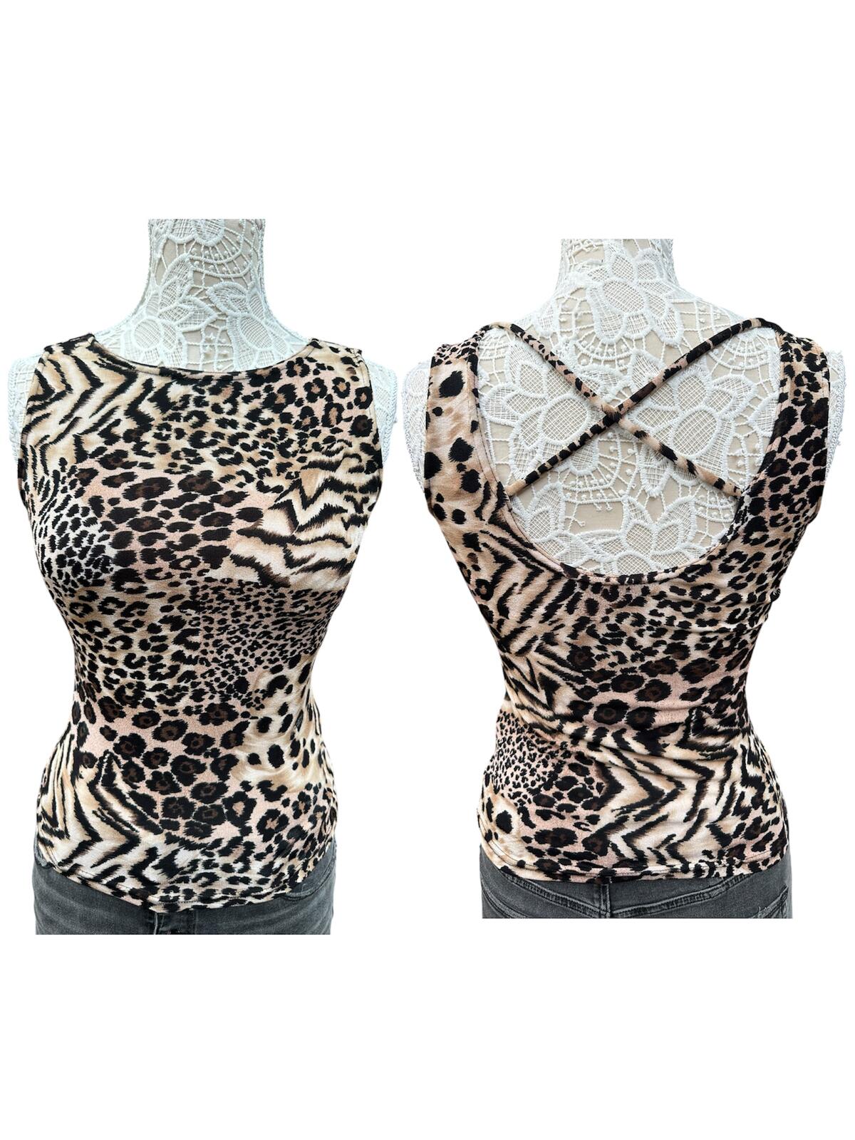 Byer California Y2K Animal Print Sleeveless Tank Top Leopard Zebra Mix