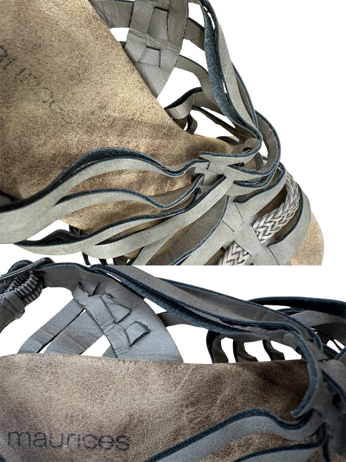 Maurices Gray Braided Cork Wedge Sandals Y2K Boho Festival